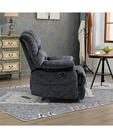 Simplie Fun Large Manual Recliner Chair In Fabric For Living Room, Gray