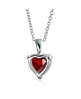 Bling Jewelry Timeless Elegance: Red 5CT Heart-Shaped Solitaire Pendant Necklace - Sterling Silver Cz Cubic Zirconia For Women