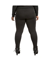 Women's Plus Curvy-Fit Lace Inset Pull-On Ponte Legging