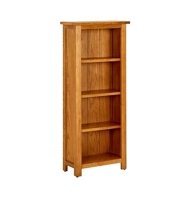 4-Tier Bookcase 17.7"x8.7"x43.3" Solid Oak Wood