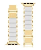 Anne Klein Women's Gold-Tone Alloy Metal and White Silicone Bracelet designed for Apple Watch 42mm (Series 1-3 only) & 44/45/46/49mm (Ultra & Ultra 2)