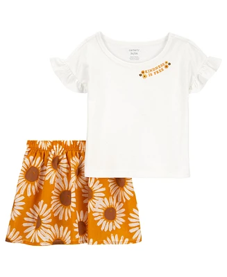 Carter's Toddler Girls Floral T-shirt and Skort, 2 Piece Set