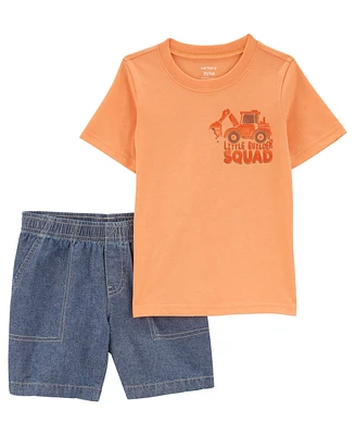 Carter's Toddler Boys Construction T-shirt and Denim Shorts, 2 Piece Set