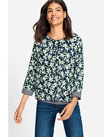 Olsen Women's 3/4 Sleeve Floral Print Tee containing Lenzing Ecovero Viscose