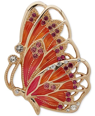 Anne Klein Gold-Tone Crystal Butterfly Pin