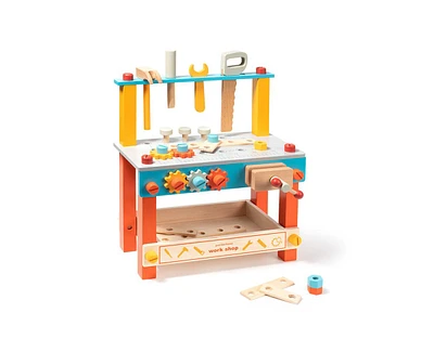 Robotime Kids Pretend Play Construction Toys Kit - Wooden Workbench Set for Toddlers - Gift for Girls & Boys
