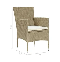 Patio Dining Chairs 2 pcs Poly Rattan Beige