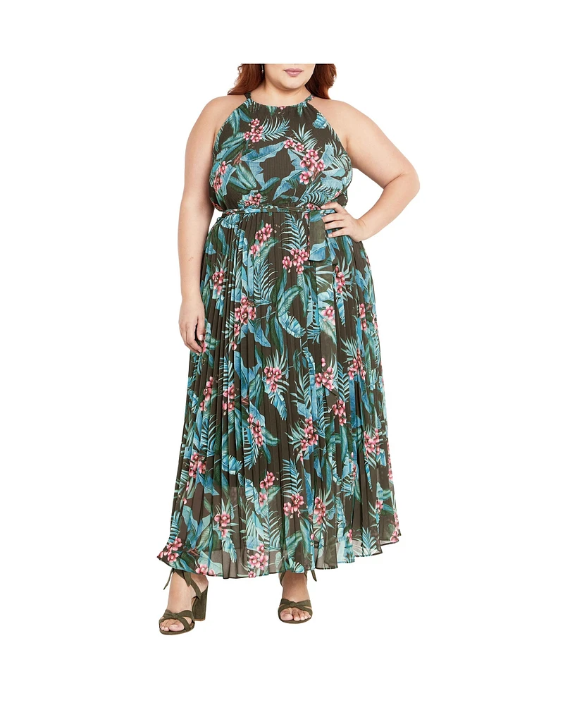 City Chic Plus Rebecca Print Maxi Dress