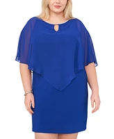 Msk Plus Size Keyhole Cape Overlay Dress