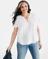 Style & Co Plus Flutter-Sleeve Top, Created for Macy's