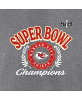 Women's Fanatics Heather Gray Kansas City Chiefs Super Bowl Lviii Champions Written Script Tri-Blend 3/4-Sleeve T-shirt