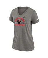 Women's Nike Heather Gray Kansas City Chiefs Super Bowl Lviii Champions Local Tri-Blend V-Neck T-shirt