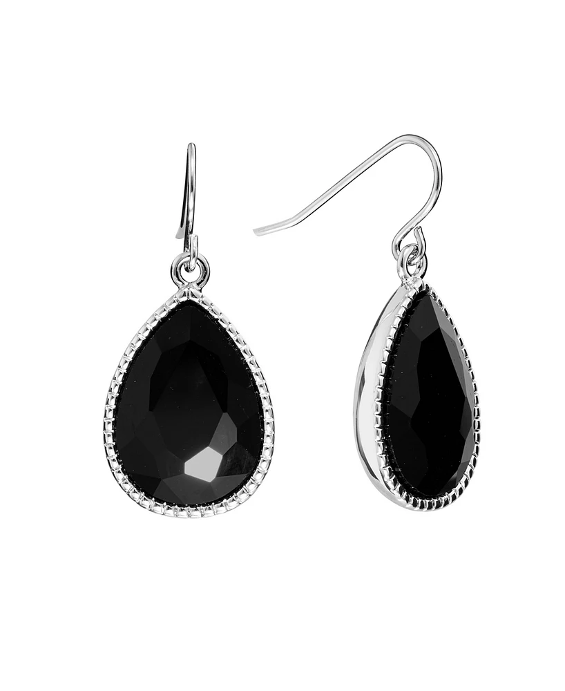 Macy's Pear Shape Crystal Drop Earrings (7/25 ct. t.w.) Fine Silver Plated Brass