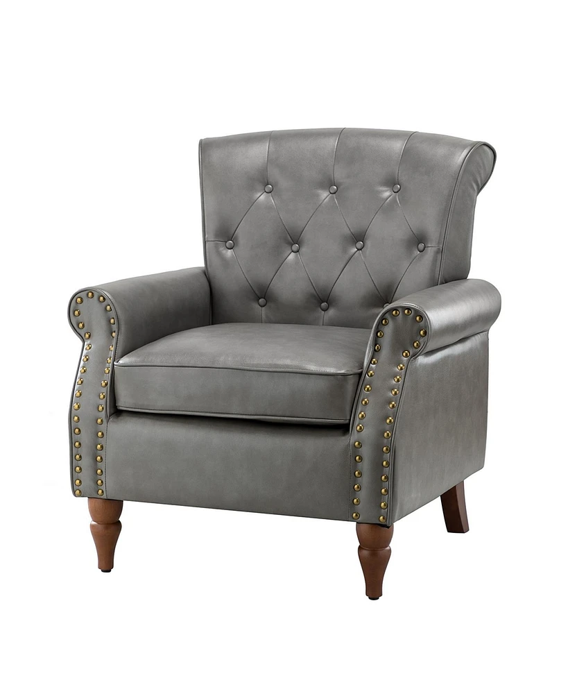 Edwin Transitional Comfy Armchair with Button-Tufted