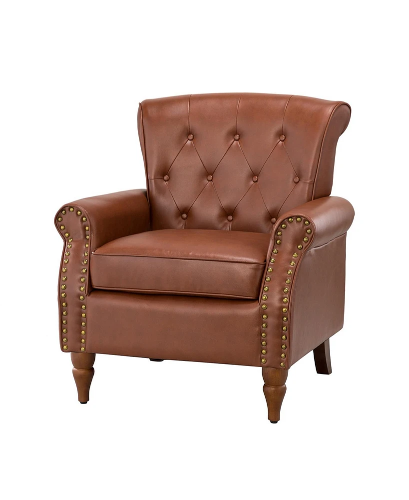 Edwin Transitional Comfy Armchair with Button-Tufted