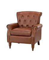 Edwin Transitional Comfy Armchair with Button-Tufted