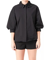 Women's Peekaboo Lace Collared Shirt