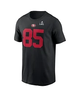 Men's Nike George Kittle Black San Francisco 49ers Super Bowl Lviii Patch Player Name and Number T-shirt