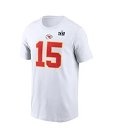 Men's Nike Patrick Mahomes White Kansas City Chiefs Super Bowl Lviii Patch Player Name and Number T-shirt