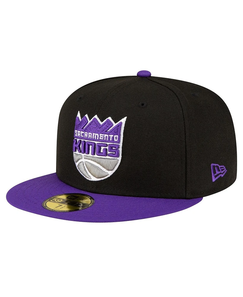 Men's New Era Black, Purple Sacramento Kings 2-Tone 59FIFTY Fitted Hat