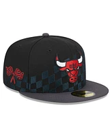 Men's New Era Black Chicago Bulls 2024 Nba All-Star Game Rally Drive Checkerboard 59FIFTY Crown Fitted Hat