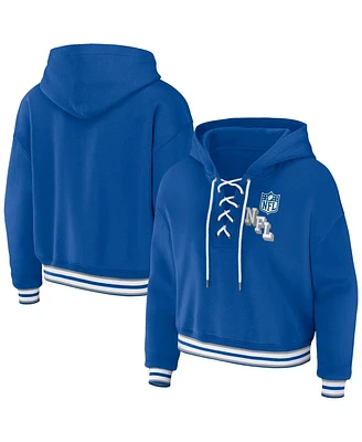Women's Wear by Erin Andrews Blue Nfl Lace-Up Pullover Hoodie