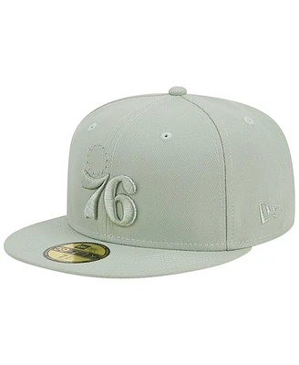 Men's New Era Light Green Philadelphia 76ers Sage Color Pack 59FIFTY Fitted Hat