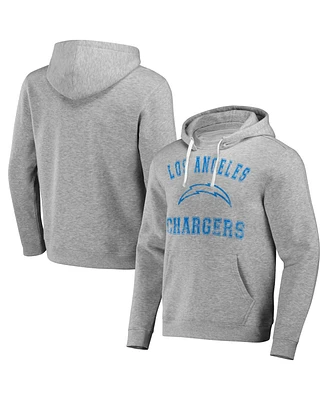 Men's Nfl x Darius Rucker Collection by Fanatics Heather Gray Distressed Los Angeles Chargers Coaches Pullover Hoodie