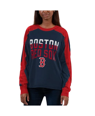 Women's G-iii 4Her by Carl Banks Navy, Red Boston Sox Smash Raglan Long Sleeve T-shirt