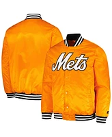 Men's Starter Orange New York Mets Cross Bronx Fashion Satin Full-Snap Varsity Jacket