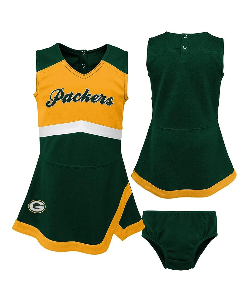 Girls Toddler Green Green Bay Packers Cheer Captain Dress with Bloomers