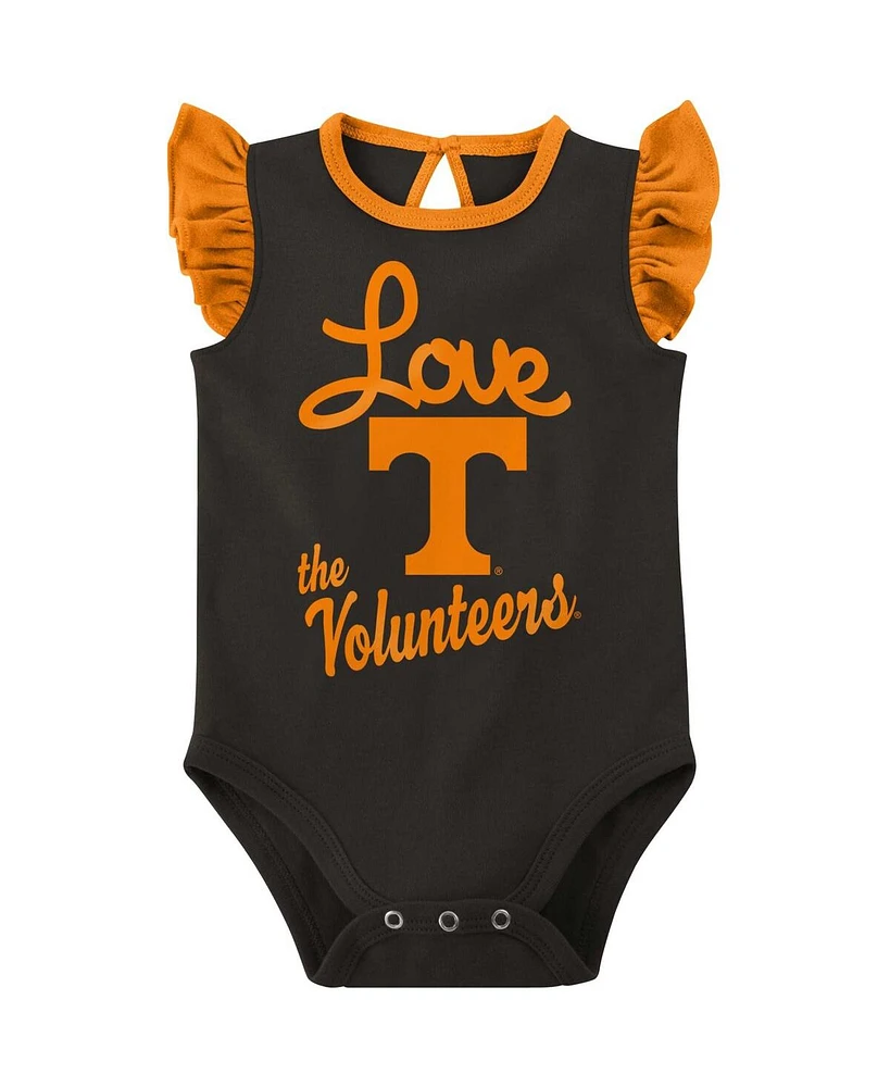 Baby Girls Tennessee Orange, Black Volunteers Spread the Love 2-Pack Bodysuit Set