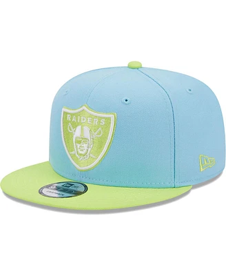 Men's New Era Light Blue, Neon Green Las Vegas Raiders Two-Tone Color Pack 9FIFTY Snapback Hat