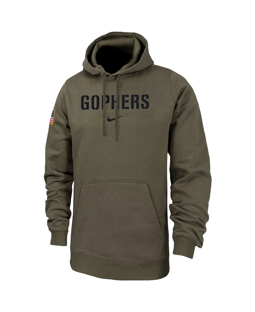 Men's Nike Olive Minnesota Golden Gophers Military-Inspired Pack Club Fleece Pullover Hoodie