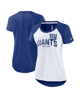 Women's Nike White, Royal New York Giants Back Slit Lightweight Fashion T-shirt