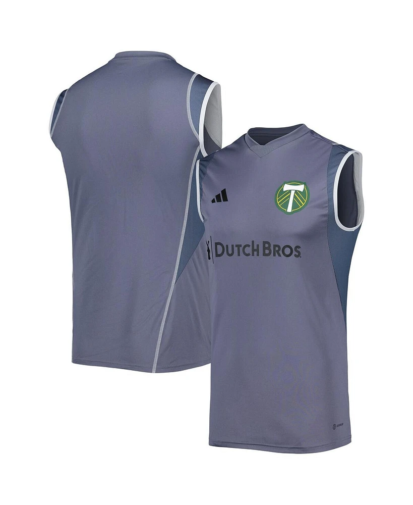 Men's adidas Gray Portland Timbers 2023 On-Field Sleeveless Training Jersey