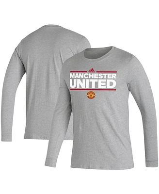 Men's adidas Heather Gray Manchester United Dassler Long Sleeve T-shirt