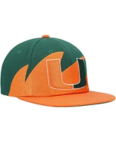 Men's Mitchell & Ness Orange, Green Miami Hurricanes Sharktooth Snapback Hat