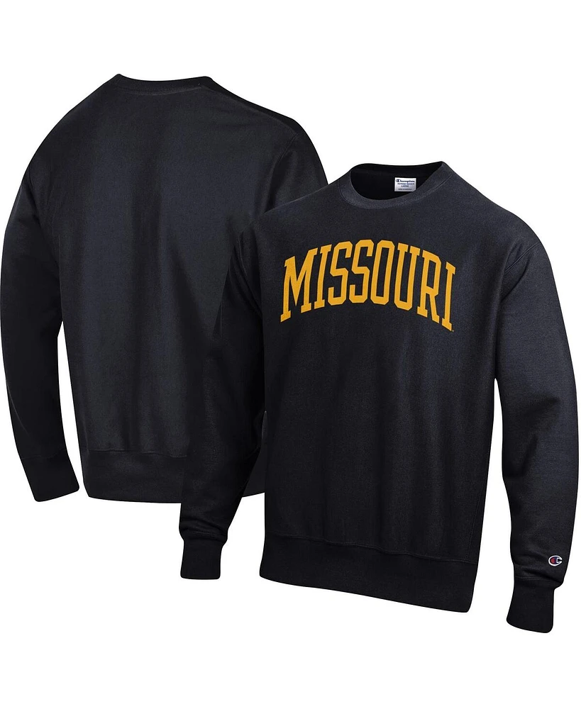 Men's Champion Black Missouri Tigers Arch Reverse Weave Pullover Sweatshirt