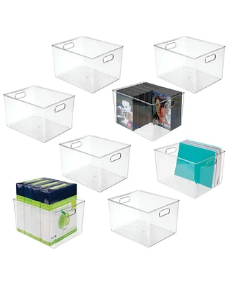 mDesign Plastic Office Supply Organizer Storage Bins w/ Handles - 12 x 10 x 8 - 8 Pack