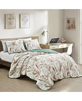 MarCielo 3 Piece Printed Quilt Set Lightweight Bedspread Set Sara - King