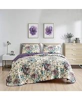 MarCielo 3 Piece Printed Quilt Set Lightweight Bedspread Set Helie - King