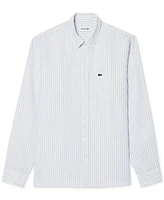 Lacoste Men's Long Sleeve Striped Button-Down Linen Shirt