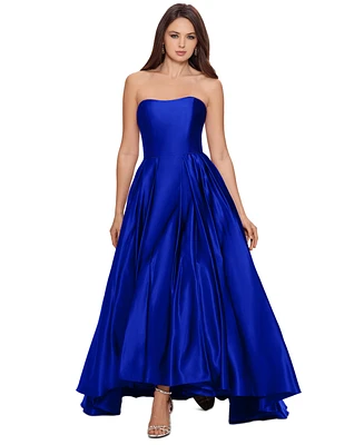 Betsy & Adam Petite Strapless High-Low Gown