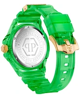 Philipp Plein Unisex The Skull Scuba Duba Green Silicone Strap Watch 44mm