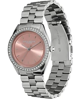 Olivia Burton Women's Bejeweled Silver-Tone Stainless Steel Watch 34mm