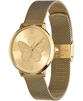 Olivia Burton Women's Signature Butterfly Gold-Tone Stainless Steel Mesh Watch 35mm