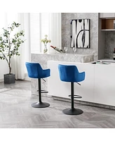Adjustable Blue Bar Stools Set - 2 Pack