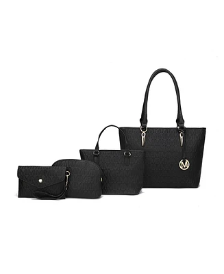 Mkf Collection Edelyn Signature 4Pcs Tote Set, with Mini tote, Pouch and Wristlet By Mia K