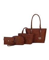 Mkf Collection Edelyn Signature 4Pcs Tote Set, with Mini tote, Pouch and Wristlet By Mia K